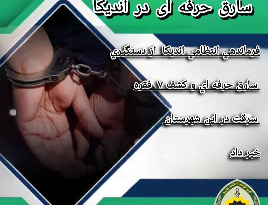 دستبند پلیس بر دست‌های سارق حرفه ای در اندیکا