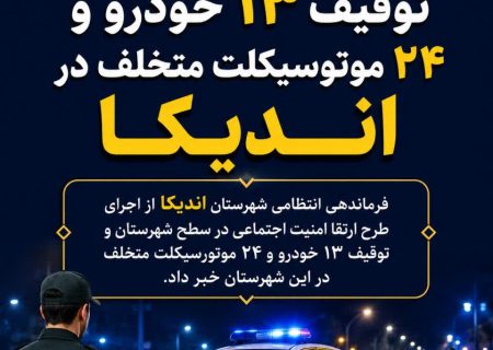 سرهنگ سید بهمن سلیمانی پیانی فرمانده انتظامی شهرستان اندیکا خبر داد: پاکسازی محورهای مواصلاتی اندیکا از خودروهای متخلف؛ توقیف ۳۷ وسیله نقلیه در عملیات ارتقای امنیت